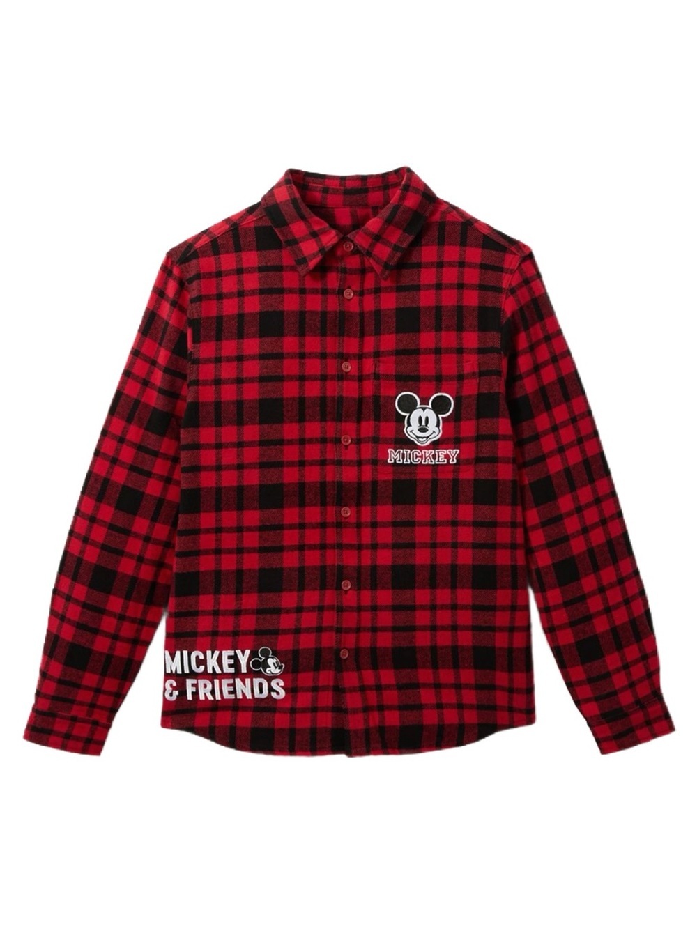 Men’s Disney Flannel Button Down Shirt - Mickey Mouse Red Plaid - Size L - NWT